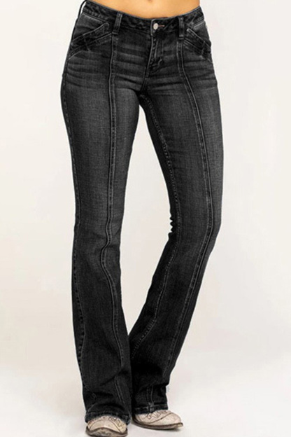 Fashion Elasticized Slim Fit Flare Leg Jeans
