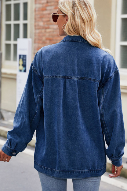 Casual Loose Fit Drop Shoulder Denim Jacket