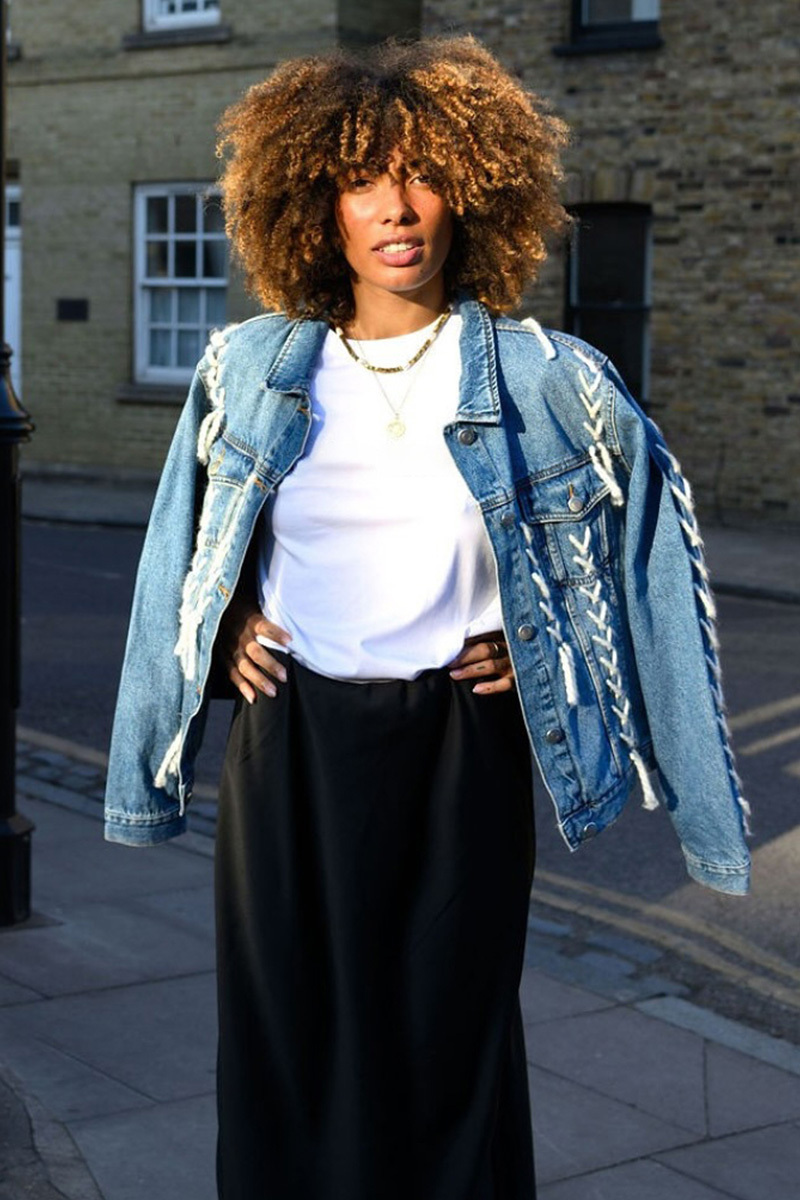 Casual Designer Woven Detail Short Denim Jacket