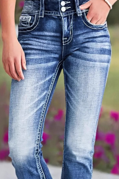Fashion Embroidered Micro Flare Leg Jeans