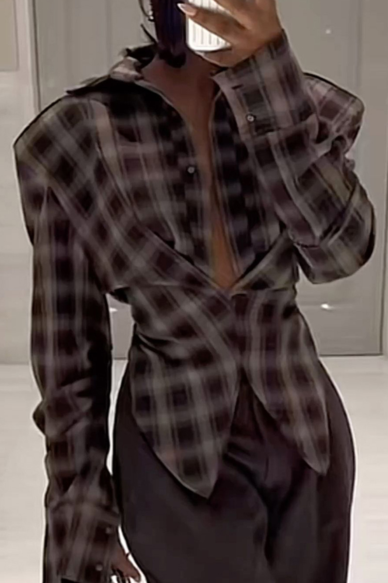 Women's Casual Plaid Shirt Blouse