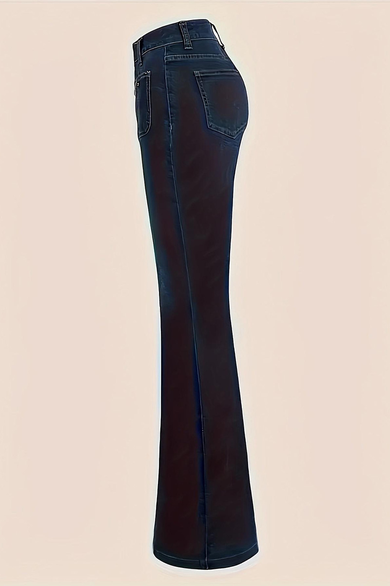 Vintage High Waisted Button Up Micro Flare Leg Jeans