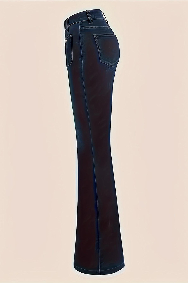 Vintage High Waisted Button Up Micro Flare Leg Jeans