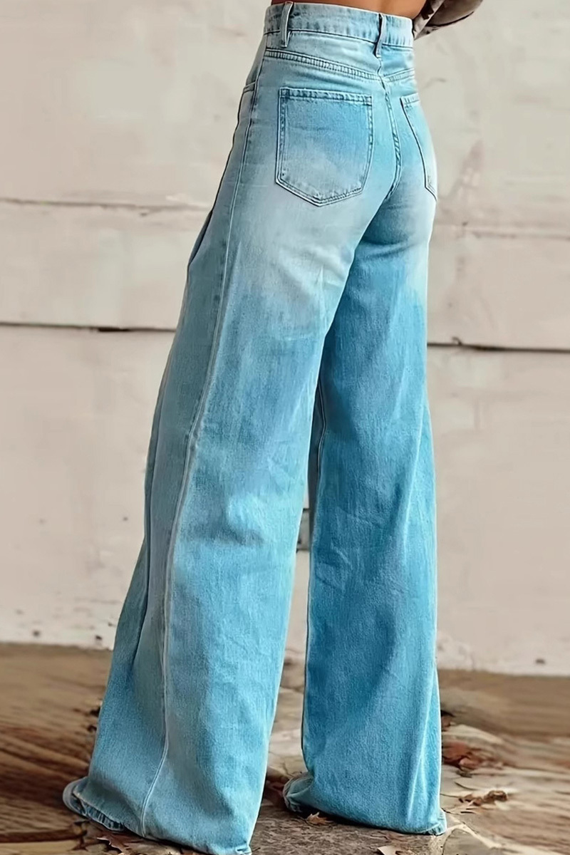Vintage High Waisted Side Pleated Flare Leg Jeans