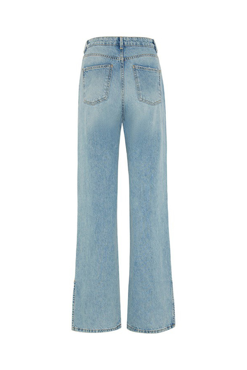 Casual Designer Woven Detail Slit Hem Jeans