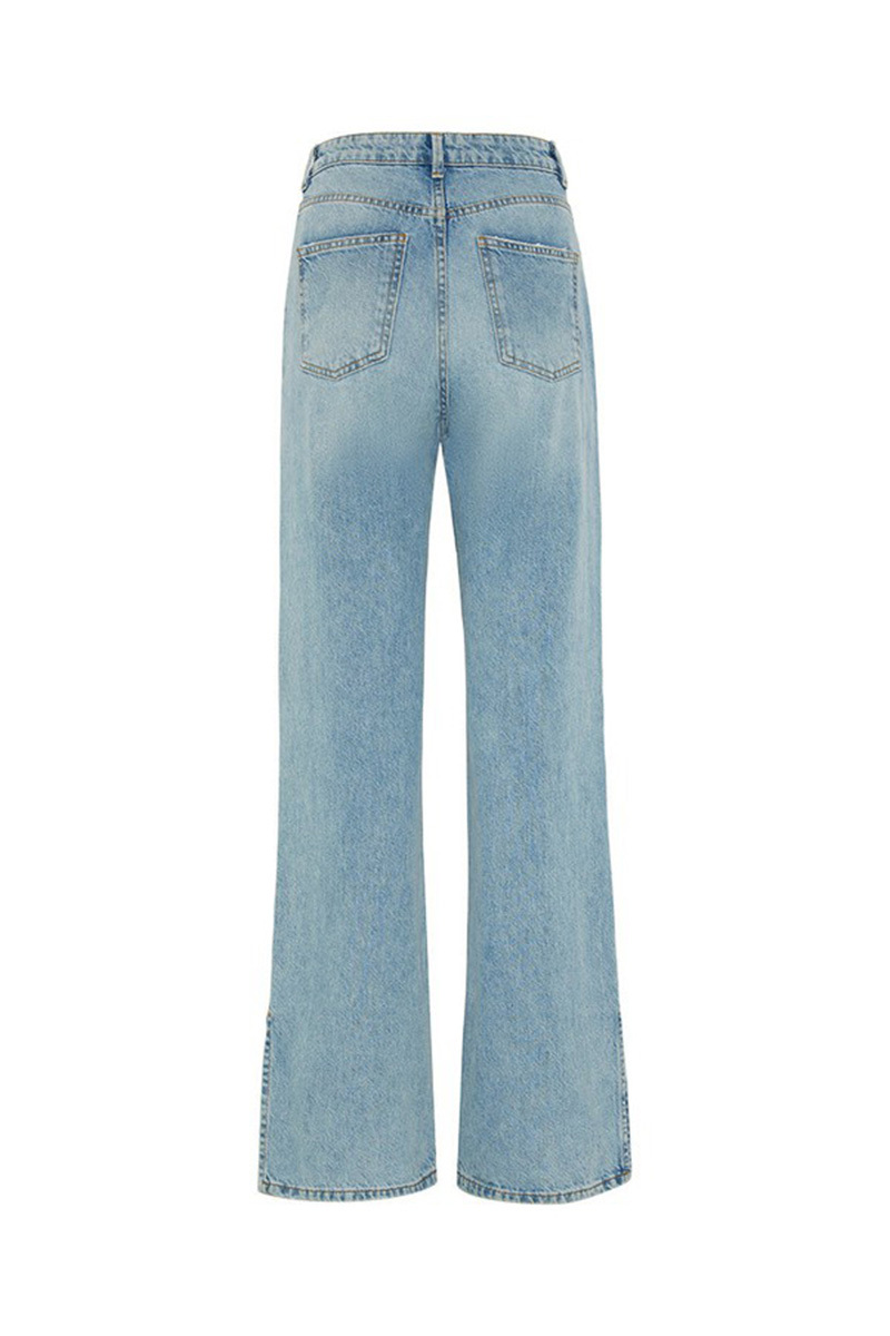 Casual Designer Woven Detail Slit Hem Jeans