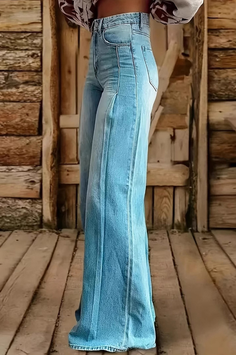 Vintage High Waisted Side Pleated Flare Leg Jeans