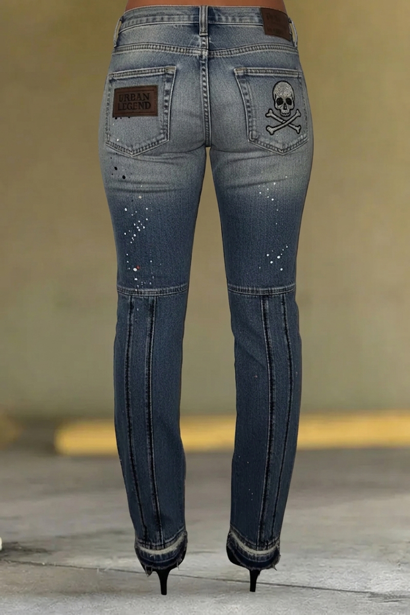 Women's Fashion Street Patchwork Printed Jeans