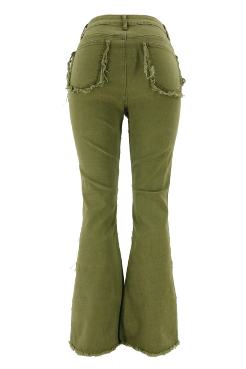 Vintage Color-Block Raw Hem Stretch High Rise Jeans