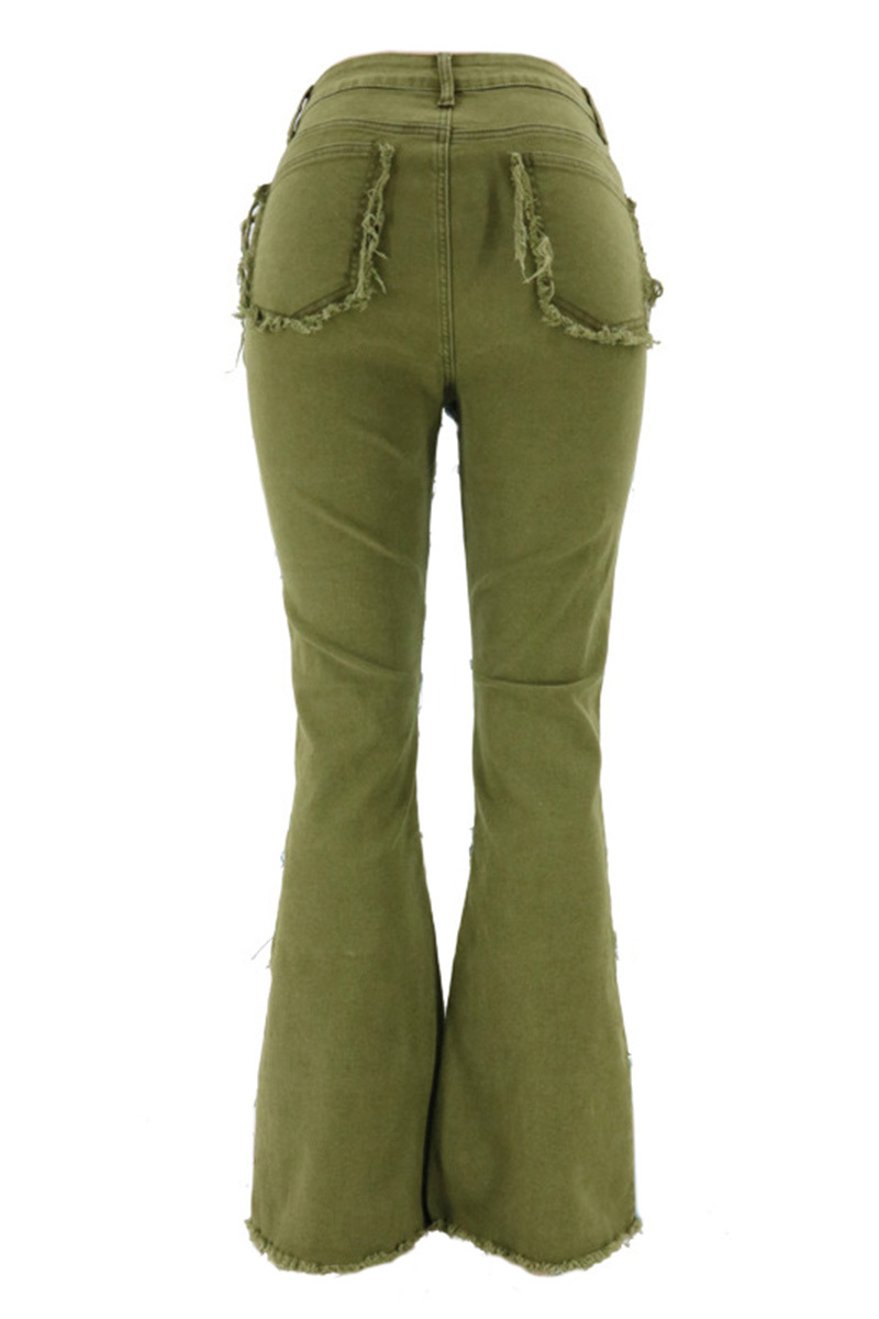 Vintage Color-Block Raw Hem Stretch High Rise Jeans