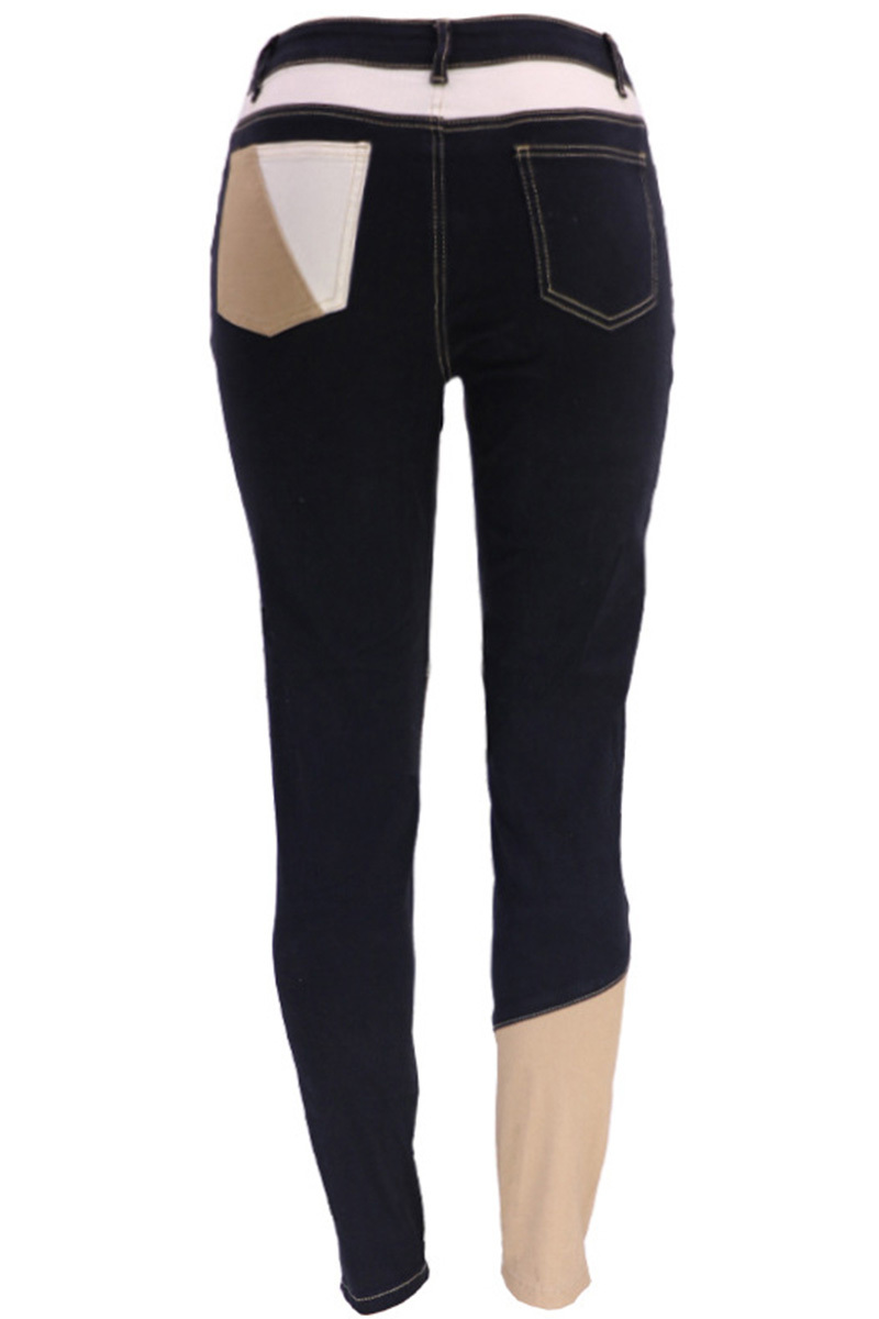 Fashion Color Block Stretch High Rise Jeans