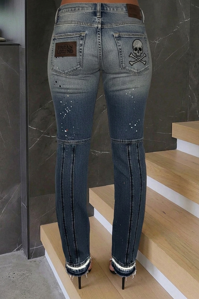 Women's Fashion Street Patchwork Printed Jeans