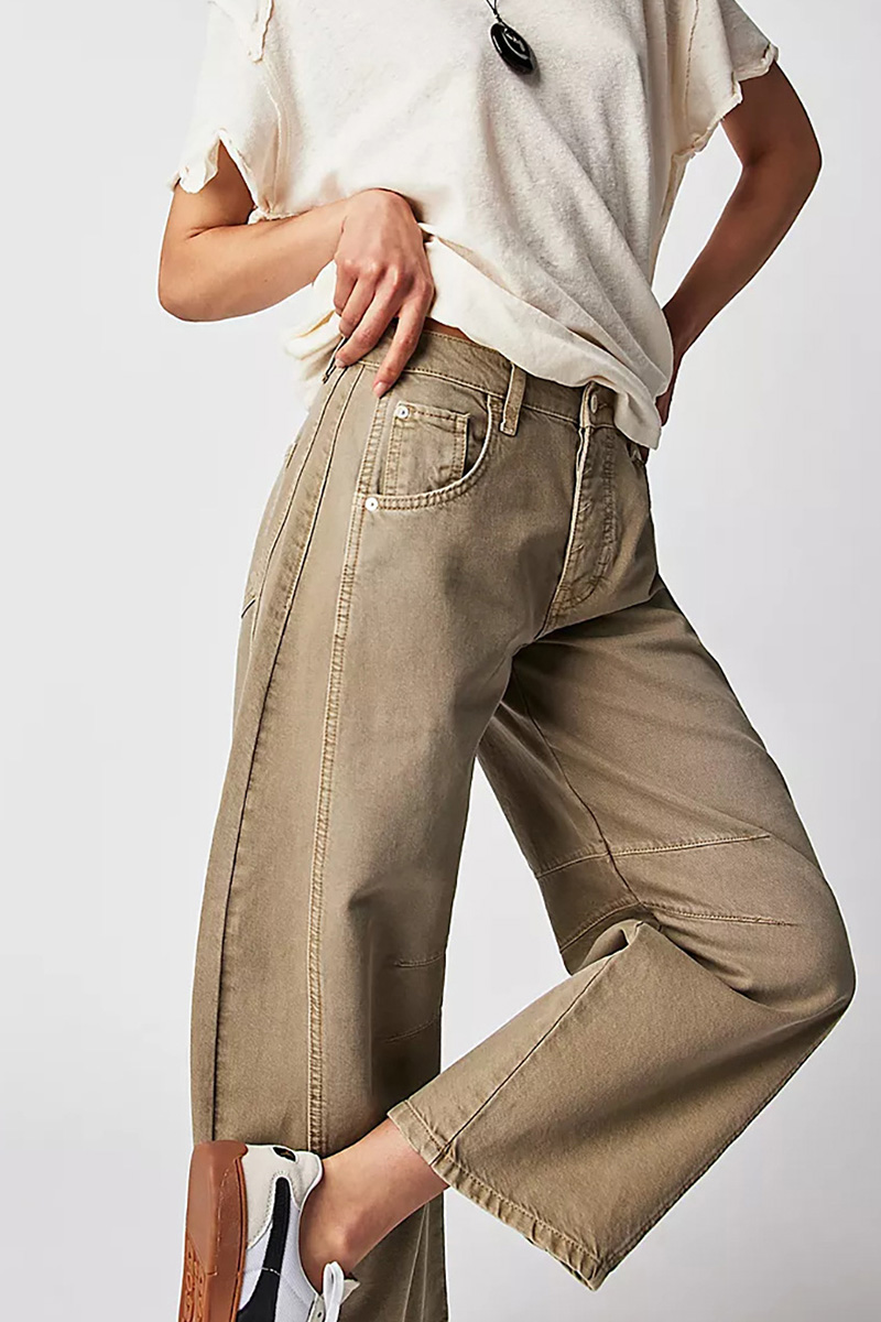 Casual Low Rise Wide Leg Relaxed Wash Jeans