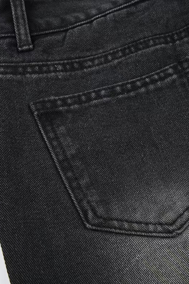 Vintage Hotfix Rhinestone Distressed Low Rise Wide Leg Jeans