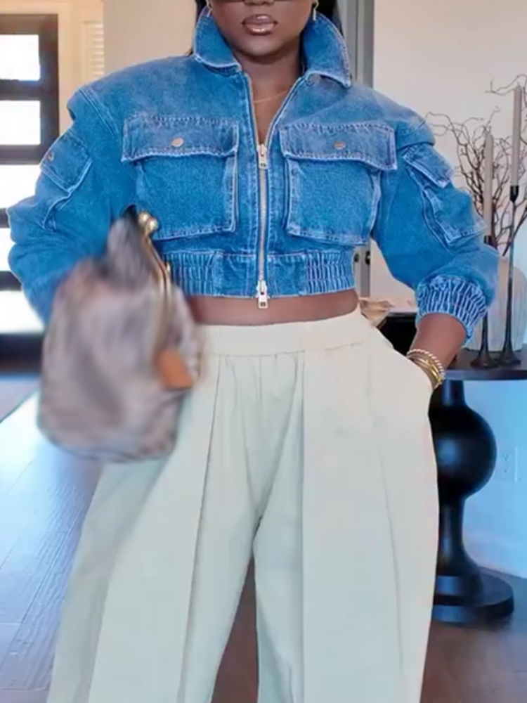 Women's Laple Collared Temperament Casual Denim Jacket