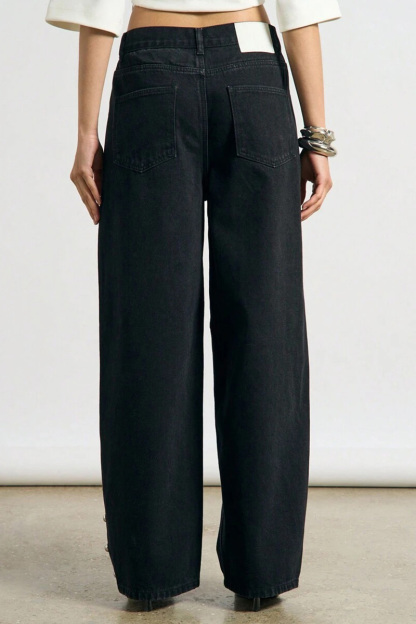 Fashion  Studded High Waist Wide Leg Jeans