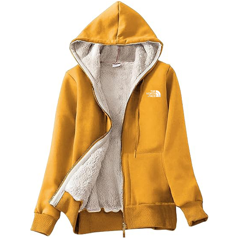 TNF Women's Casual Full Zip Up Sherpa Lined Hoodie Sweatshirt Jacket Coat