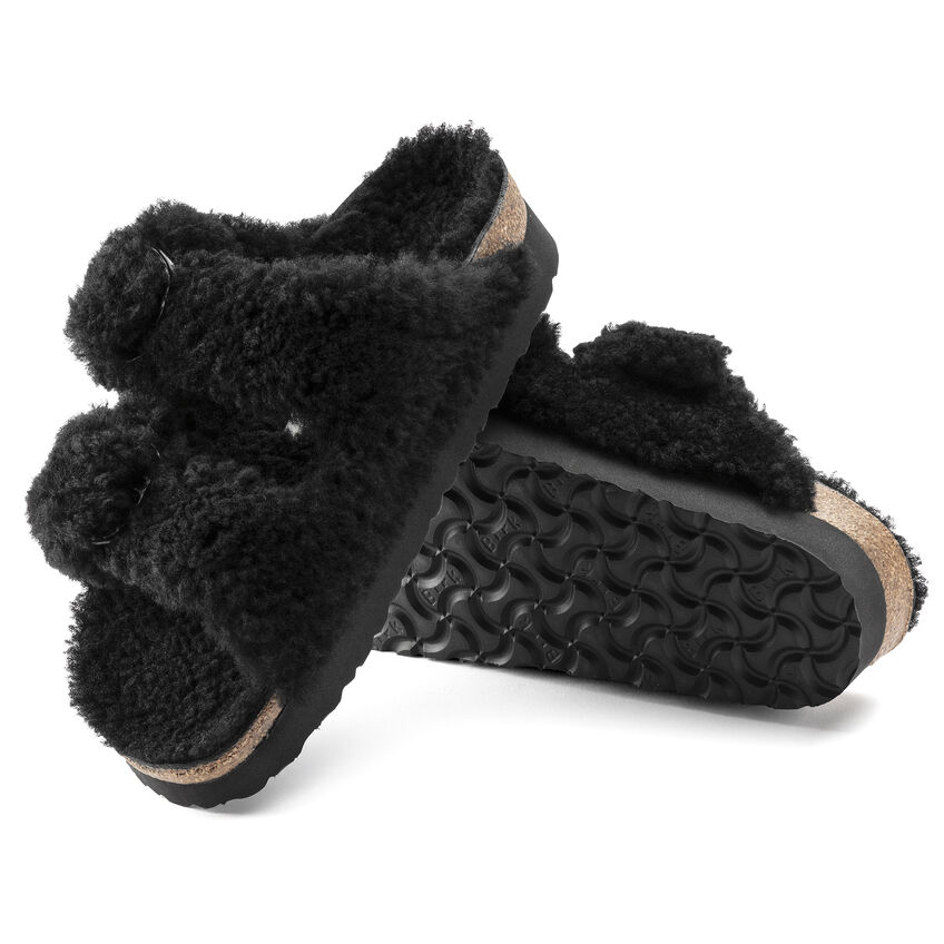 Birketthhnstock Arizona Big Buckle Shearling Teddy Black