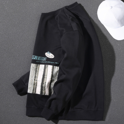 Handsome Japanese sweatshirt men's autumn and winter trendy new round neck pullover long-sleeved printed loose casual versatile top