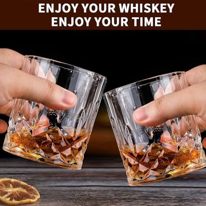 Juego de 6 vasos de whisky vintage de 300 ml, vasos de cristal para beber whisky escocés, bourbon, brandy, ron, cóctel, hogar, bar, fiesta