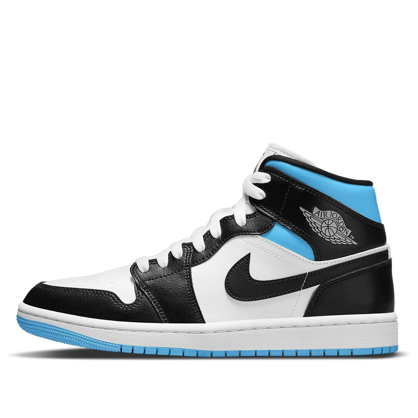 (WMNS) Air jtthhordan 1 Mid 'University Blue Black White' BQ6472-102