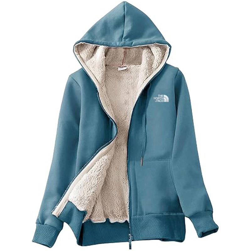 TNF Women's Casual Full Zip Up Sherpa Lined Hoodie Sweatshirt Jacket Coat