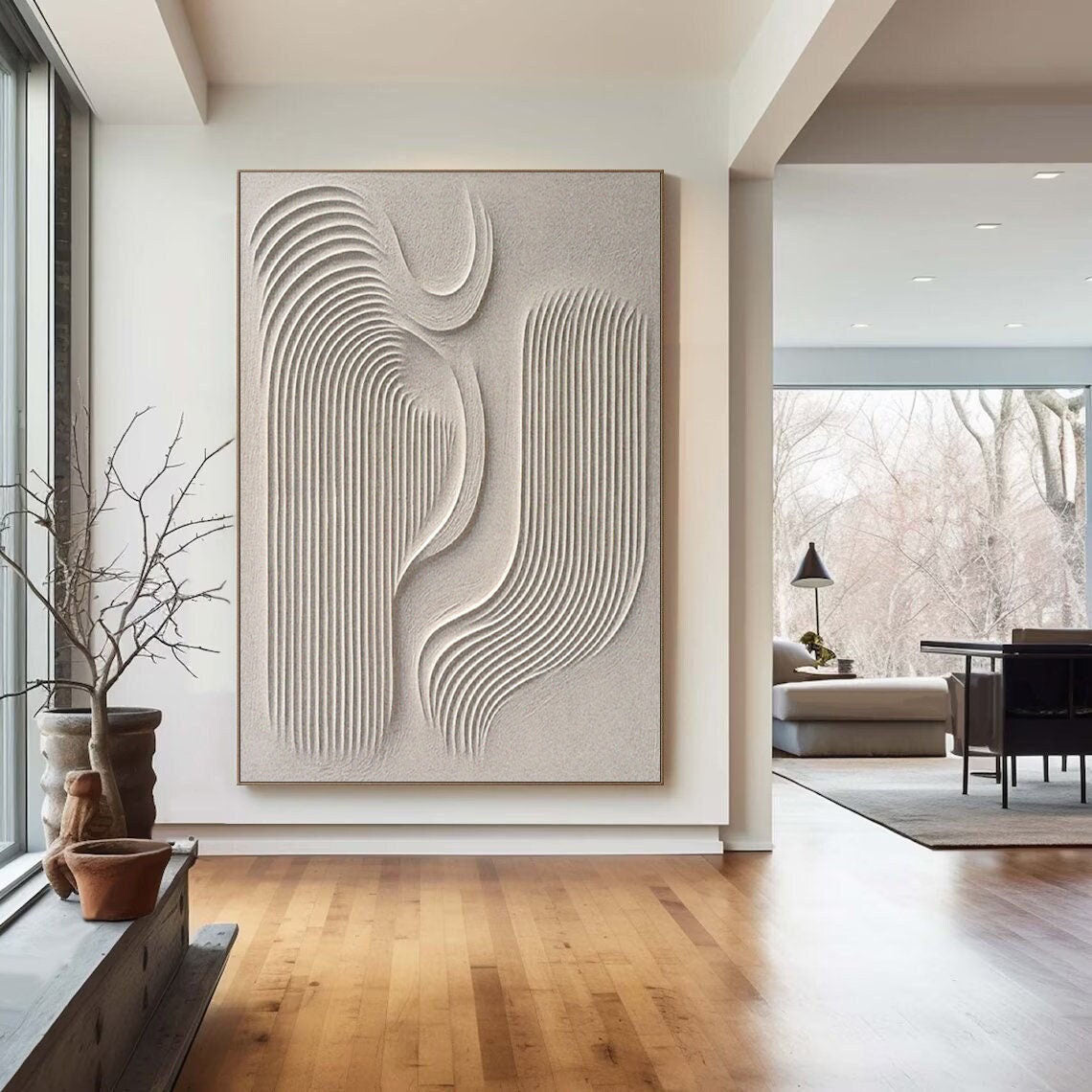 Flowing Harmony Minimalist Flowing Curved Geometric Abstract Wall Art