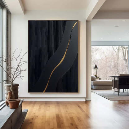 Golden Flow Minimalist 3D Golden Streamlined Texture Abstract Wall Art