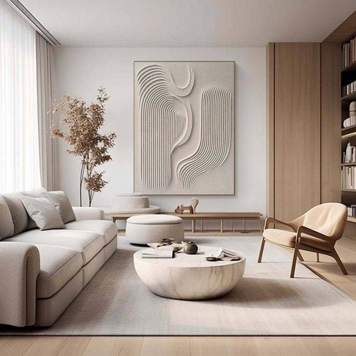 Flowing Harmony Minimalist Flowing Curved Geometric Abstract Wall Art