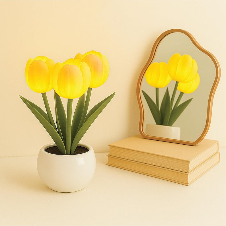 LED Tulip Night Light – USB Desk Lamp, Room Decor