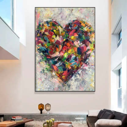 Heart of Abstraction Vertical Color Weaving Love Heart Abstract Wall Art