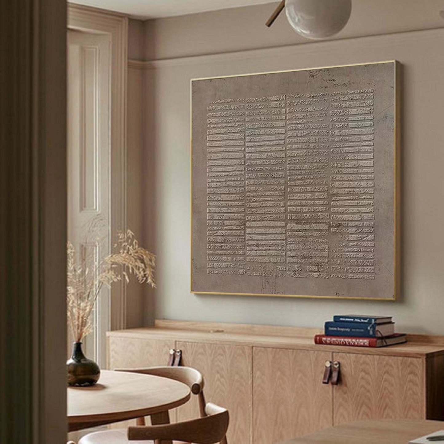 Light Brown Geometric Vertical Stripe Abstract Wall Art