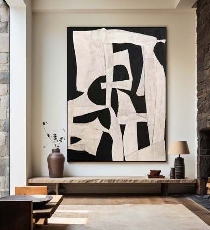 Abstract Harmony Minimalist Black and White Geometric Wall Art