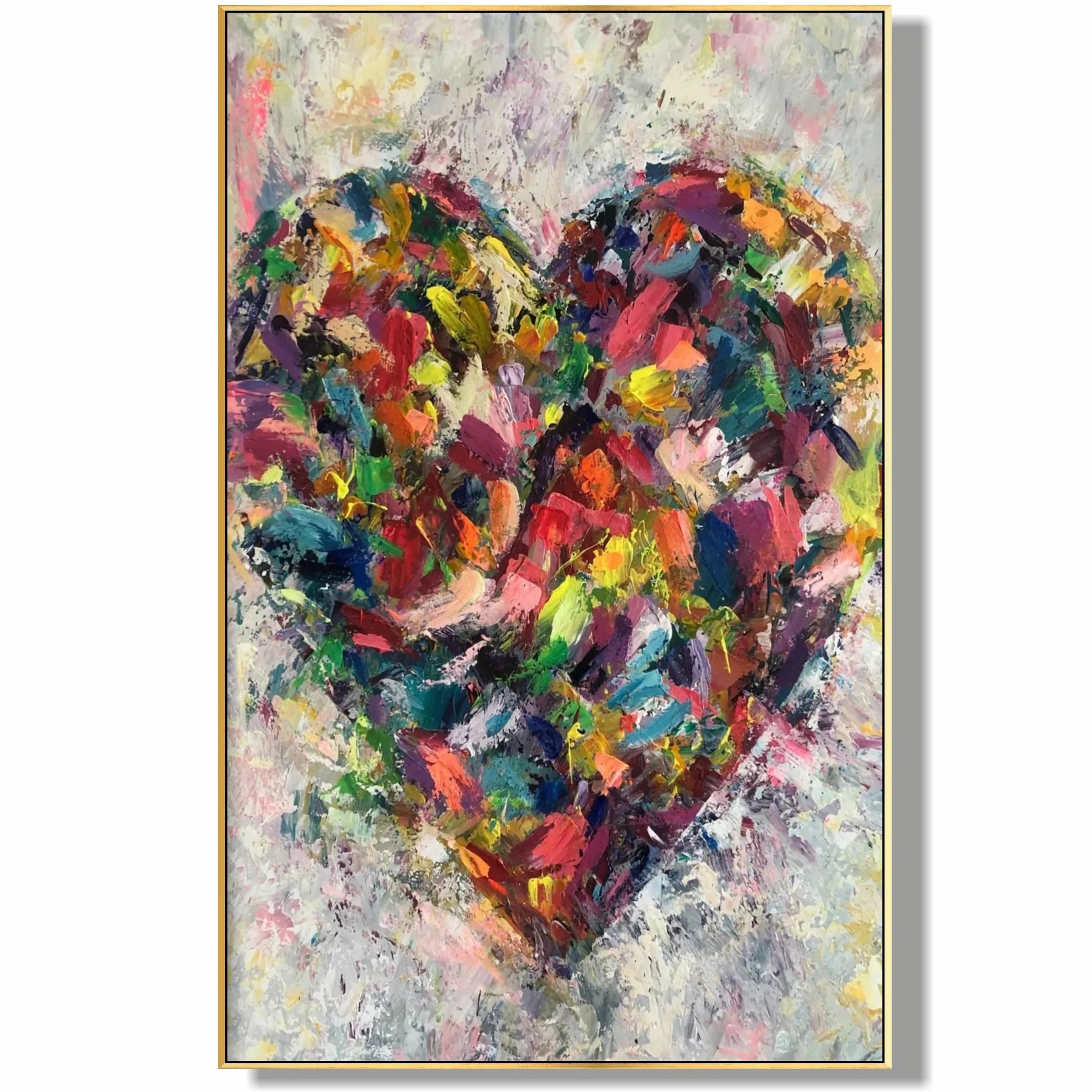 Heart of Abstraction Vertical Color Weaving Love Heart Abstract Wall Art