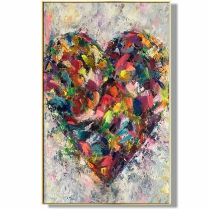 Heart of Abstraction Vertical Color Weaving Love Heart Abstract Wall Art