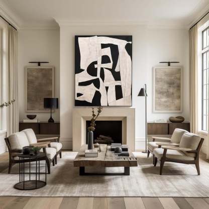 Abstract Harmony Minimalist Black and White Geometric Wall Art