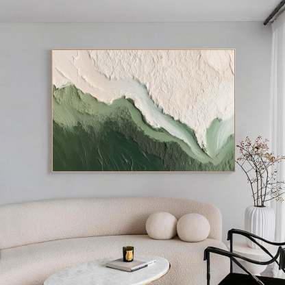 Valley Vista Green and White Layered Texture Natural Abstract Wall Art
