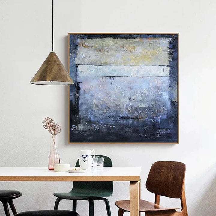 Indigo Whisper Blue and Gray Deep Sea Abstract Wall Art