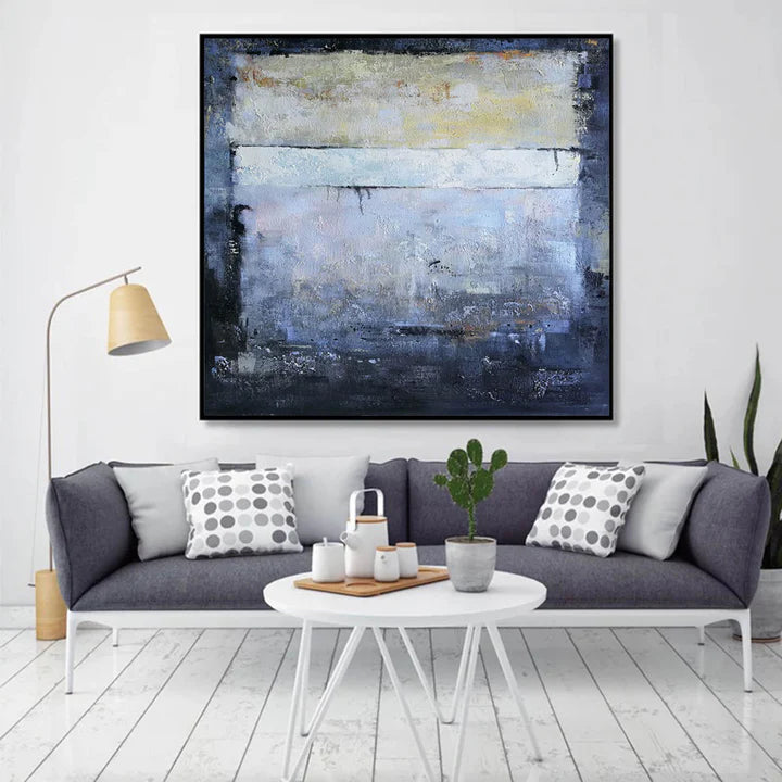 Indigo Whisper Blue and Gray Deep Sea Abstract Wall Art
