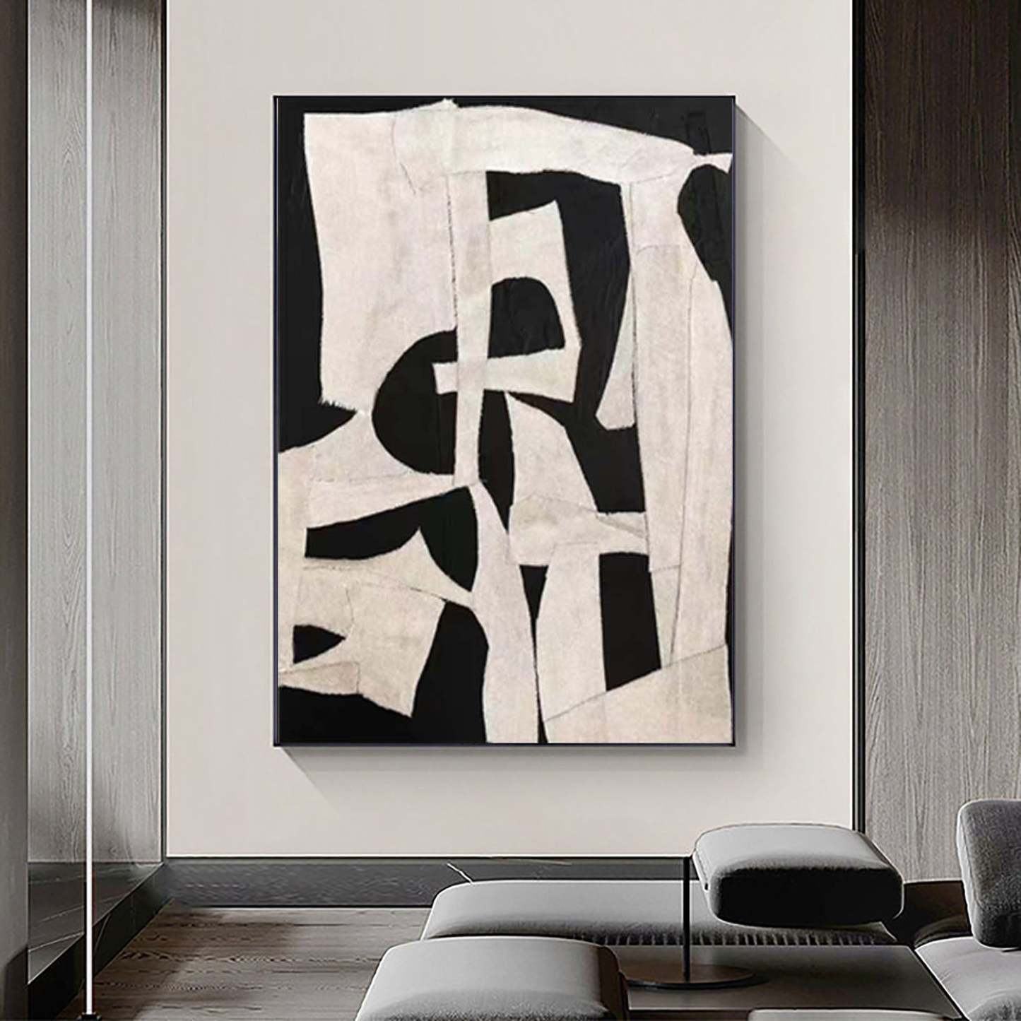 Abstract Harmony Minimalist Black and White Geometric Wall Art