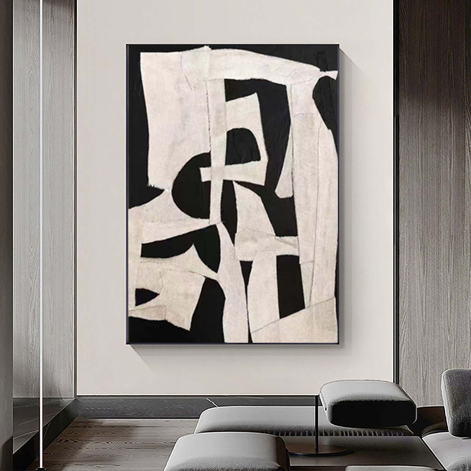 Abstract Harmony Minimalist Black and White Geometric Wall Art