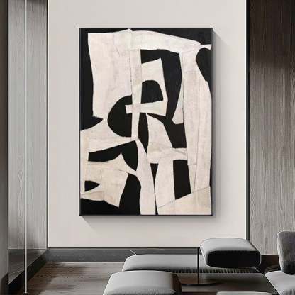 Abstract Harmony Minimalist Black and White Geometric Wall Art