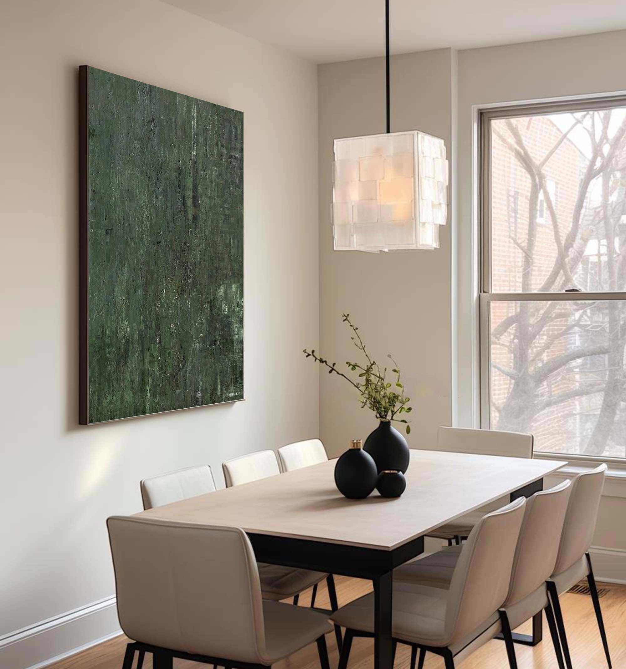 Forest Depths Abstract Deep Green Texture Oil Painting Wall Art