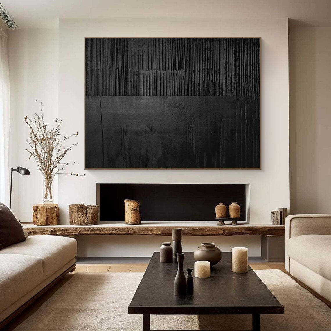 Black Layer Story Large Black Minimalist Abstract Wall Art