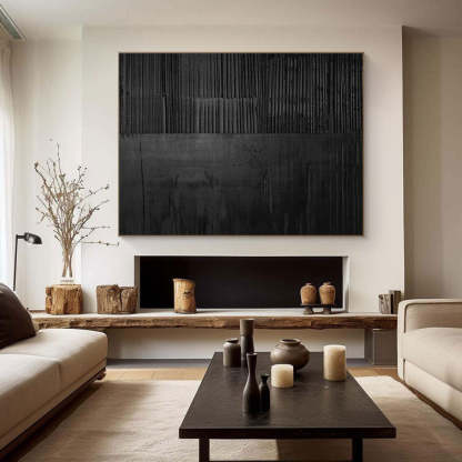 Black Layer Story Large Black Minimalist Abstract Wall Art