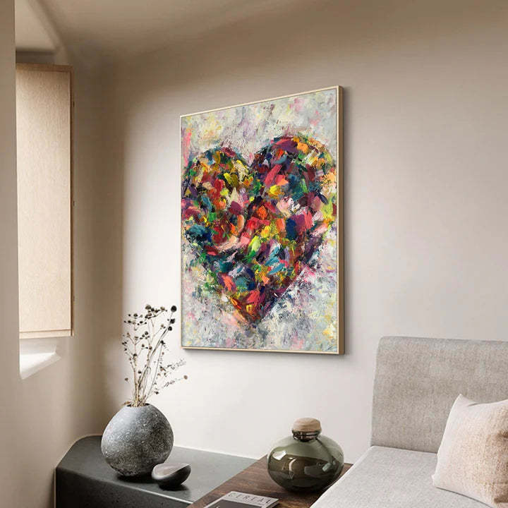 Heart of Abstraction Vertical Color Weaving Love Heart Abstract Wall Art