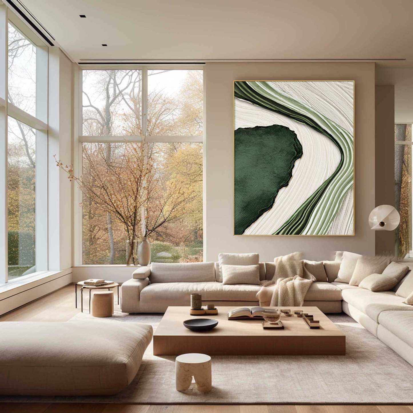 Verdant  Decoration Green and White Texture Wall Art