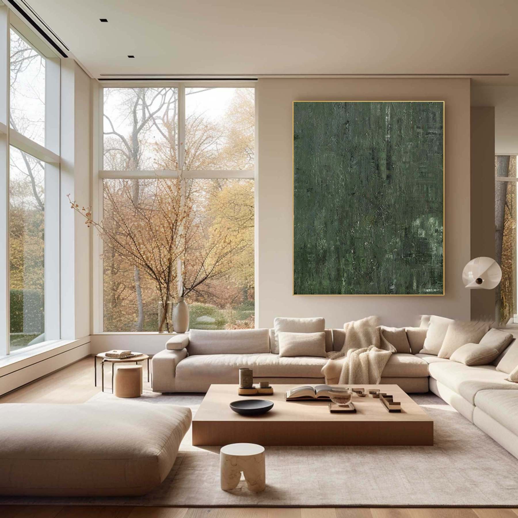 Forest Depths Abstract Deep Green Texture Oil Painting Wall Art