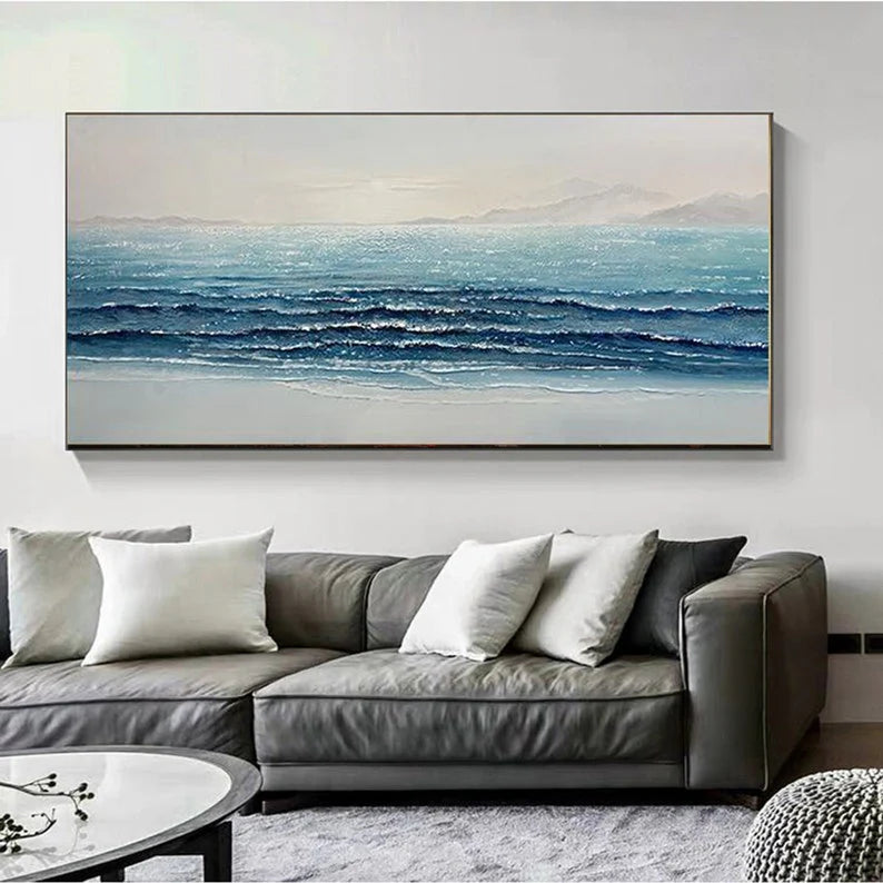 Silent Waves Modern 3D Sea View Texture Abstract Wall Art