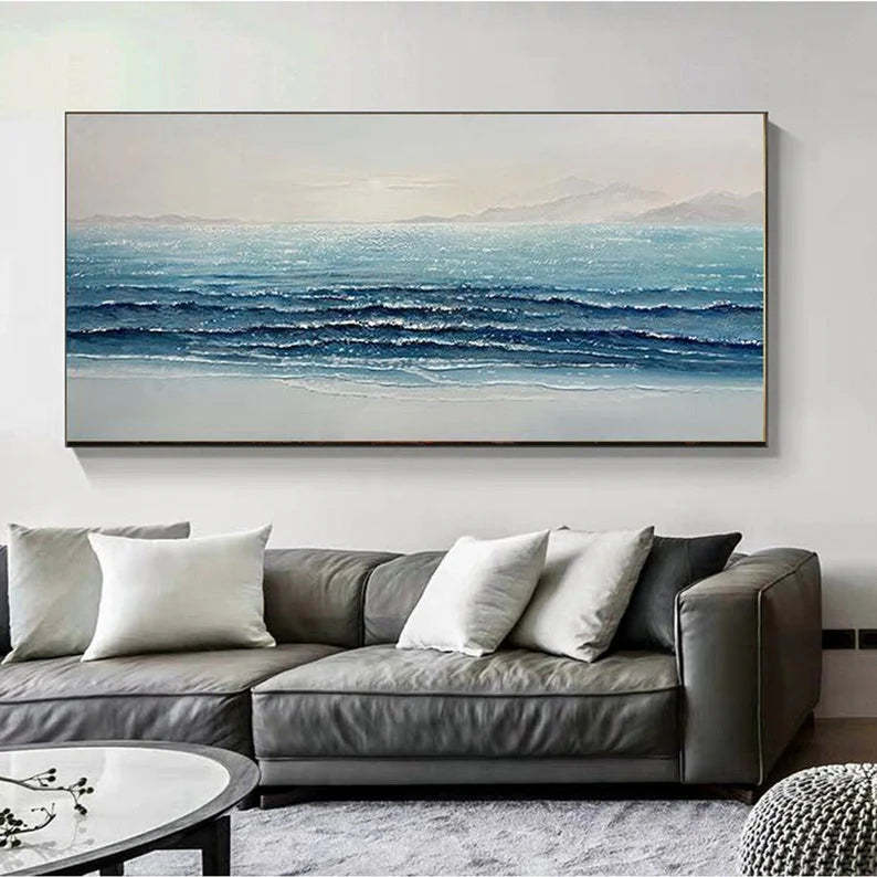 Silent Waves Modern 3D Sea View Texture Abstract Wall Art